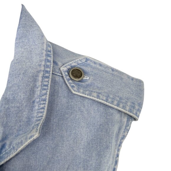 Bill Blass Vintage Blue Denim Pleated Romper Aqua Snow Size Large NWT - Picture 4 of 14